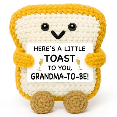 New Grandms to Be Gifts, Pregnancy Announcement for New Grandmother, Christmas First Time Grandma Present, Funny Baby Shower Gender Reveal Party Gift for Nana, Handmade Crochet Toast for New Nana
