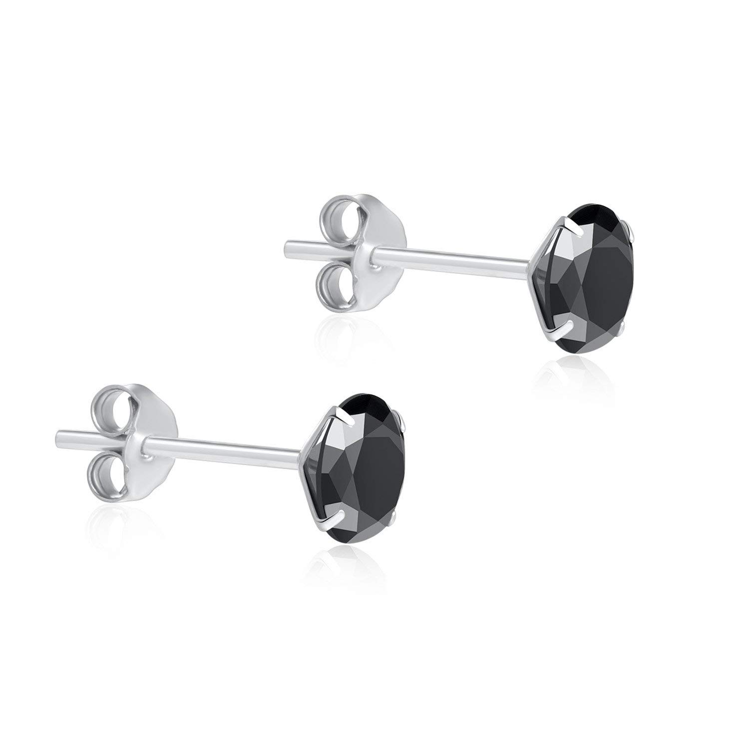 925 Silver Single CZ Stone Stud Earrings for Men, Women