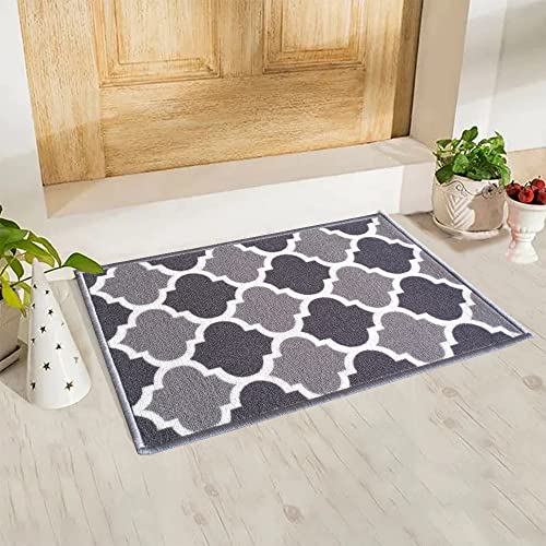 Image of Matz&More Trellis Islamic Floor Mat | 40x60 CM | Two Toned Grey | Nylon Tufted Gel Baking Anti-Slip | Doormat for Home Entrance, Kitchen & Bedroom