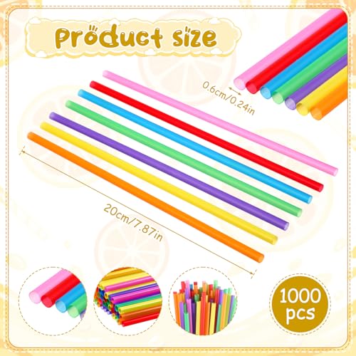 1000 Pitillos Plásticos Desechables Multicolor 20 cm miniatura 2