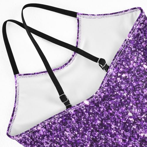 Bolaz Girls Swimsuits One-Piece Bathing Suits Multicolor Kids Summer Beach Swimwear for 3-10 Years Old-Purple Sequin4