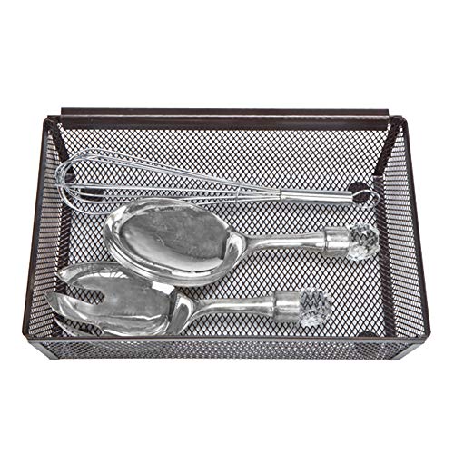 Smart Design Drawer Organizer - 9 x 6 Inch - Steel Metal Mesh Tray - w Interlocking Arm Connection - Utensils Silverware Organization - Kitchen Bronze