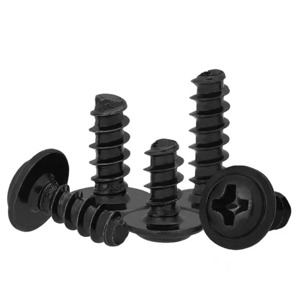 Viti autofilettanti, 200 Pezzi di Viti autofilettanti con Testa Tonda Nera, in Acciaio al Carbonio, Imbottite, M1.4-M4(18mm,M2.6)