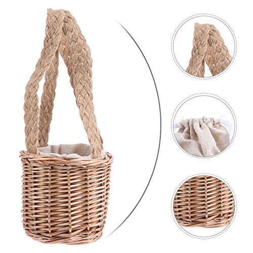 Cesta de flores BesPORTBLE, vintage, retrô, para casamento, dama de honra, salgueiro feito à mão, ce