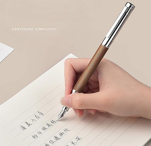 Vista 18 de Hongdian 1843 Navigator - Pluma estilográfica de punta fina de metal sólido, patrón de ondulación azul con convertidor recargable y estuche de metal