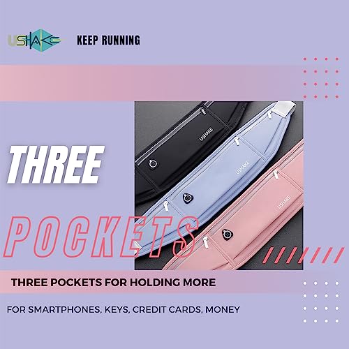 Image of USHAKE Slim Running Belt, Workout Fanny Pack for Men Women,Exercise Waist Pack for Apple iPhone Holder, Runner Belt for Running Walking Cycling Camping Gym Red