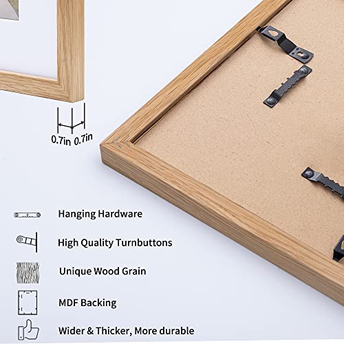 Axeman 12x12 Picture Frame with Mat for 8x8, Solid Oak Wood Square Picture Frame with Tempered Glass, Natural Wooden 12x12 inch Photo Frame for Wall Home Decor Art Photo and Prints, Natural - Image 6