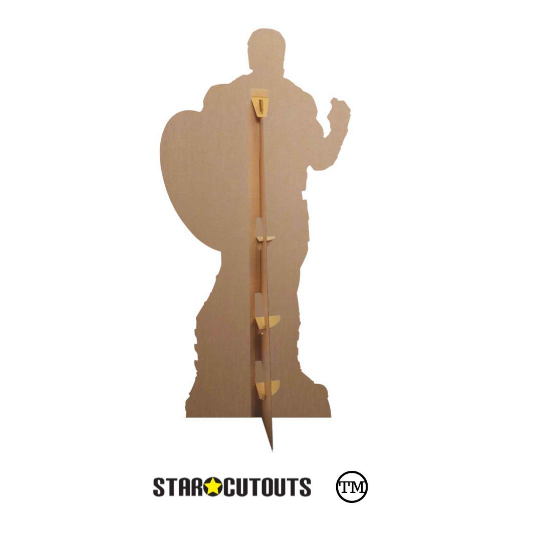 STAR CUTOUTS SC1614 Capitán América tamaño real de cartón recortado con mini – perfecto para fanáticos de Marvel, fiestas y eventos