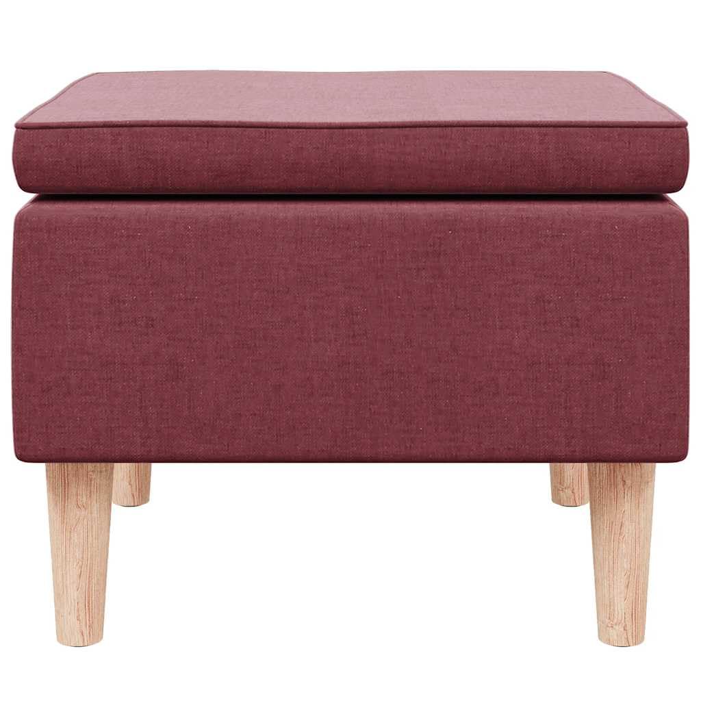 Generico Poggiapiedi con Gambe in Legno Rosso Vino in Tessuto,Rosso,6kg,329449