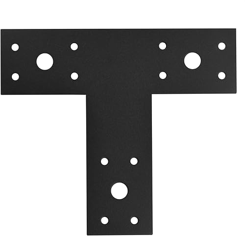 8 placas planas negras para reparación, placa de lazo de reparación en T, correas fuertes, soporte de esquina de múltiples agujeros de metal de