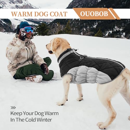 Image of Dog Winter Jacket Cozy Reflective Waterproof Windproof Warm Pet Garment,Comfortable Cold Weather Fleece Apparel Outfits with Zipper Closure for Small Medium Large Dogs Puppy Walking,XXX-Large