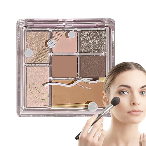 Paleta de sombras de ojos de colores | Paleta de maquillaje brillante mezclable de 7 colores | Pallete altamente pigmentado de la sombra de ojos del maquillaje profesional de la belleza para diverso m