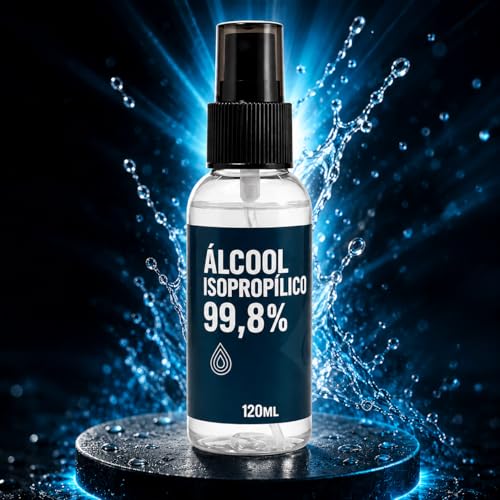 Álcool Isopropílico 99,8% de Pureza, 120ml, Limpeza Técnica para Eletrônicos, Lentes e Conectores