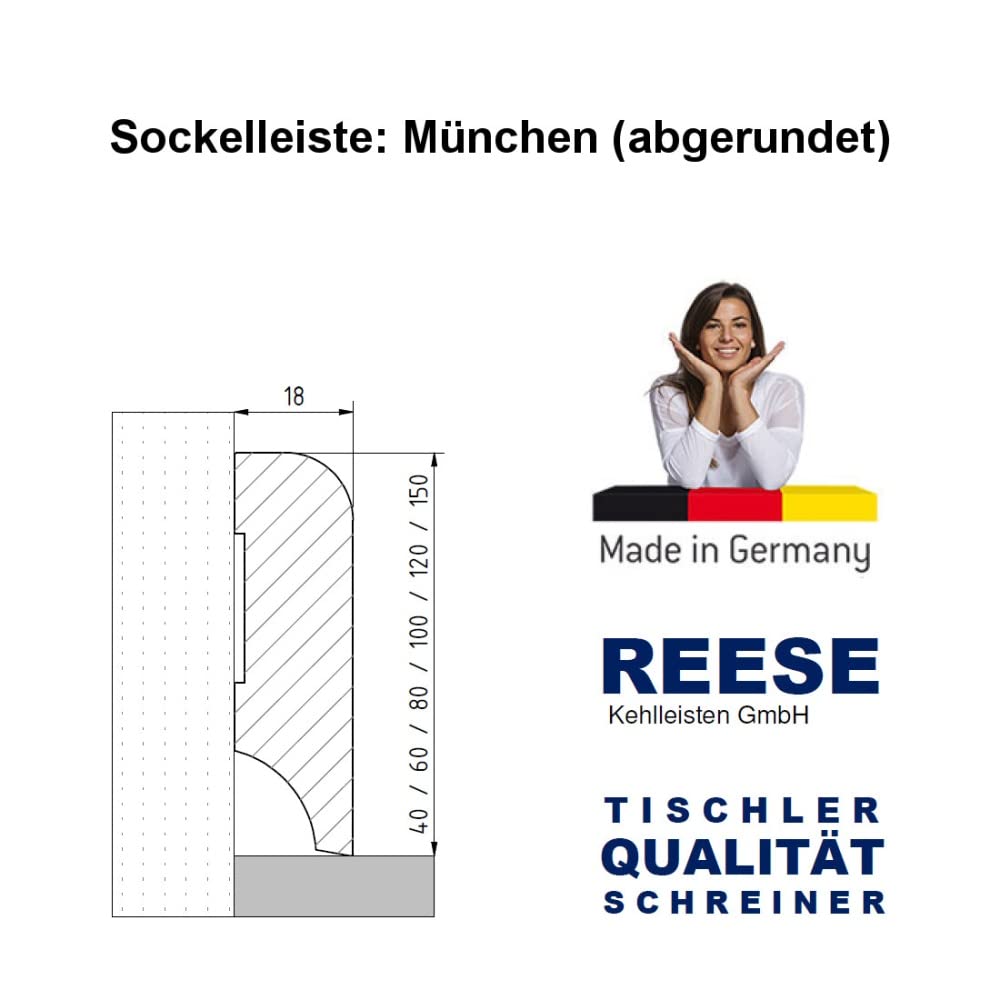 Schwarze Sockelleisten München Profil MDF Folie [SPARPAKET] Farbe 40mm, Größe 20 stück / 46lfm