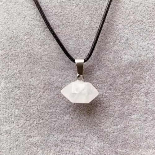 Image of THE MEN THING MOON WHITE - Natural Crystal Pendant with 19inch Leather Rope Chain for Men & Boys