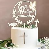 Erstkommunion Tortendeko, Erste Heilige Kommunion Cake Topper & Kreuzigung Fisch Torte Deko, Kommunion Deko Junge Mädchen Geschenke Gastgeschenke