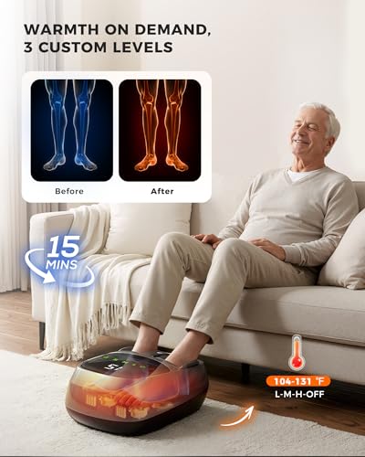 Image of EaseZen Foot Massager with Heat, Upgraded Adjustable Arch Lift & Large LED Touchscreen, Deep Kneading Shiatsu Foot Massager for Neuropathy, Plantar Fasciitis Relief, High Arch & Elderly (Pale Gray)
