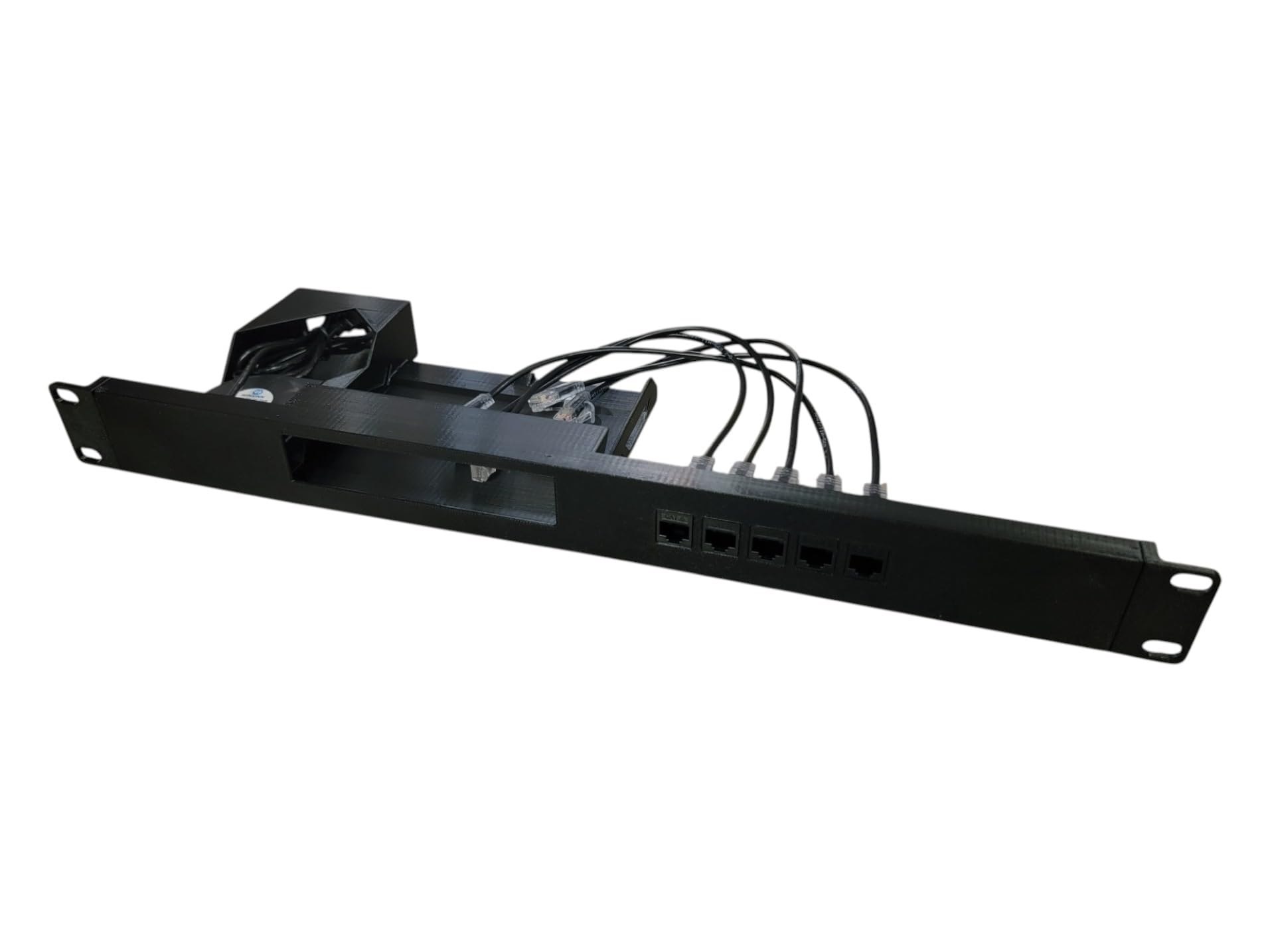 19-inch 1U Network Rack Mount for Unifi Cloud Gateway Max, Keystones, Cables & Cooling Fan Included (Black)