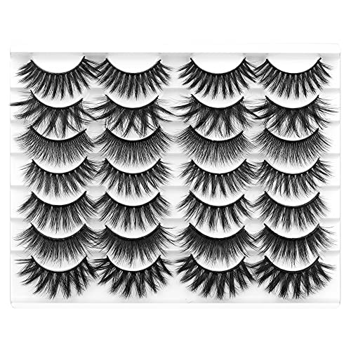 Newcally Fake Eyelashes Natural Faux Mink Lashes Pack 14 PairsThick Volume Strip False Eye Lashes