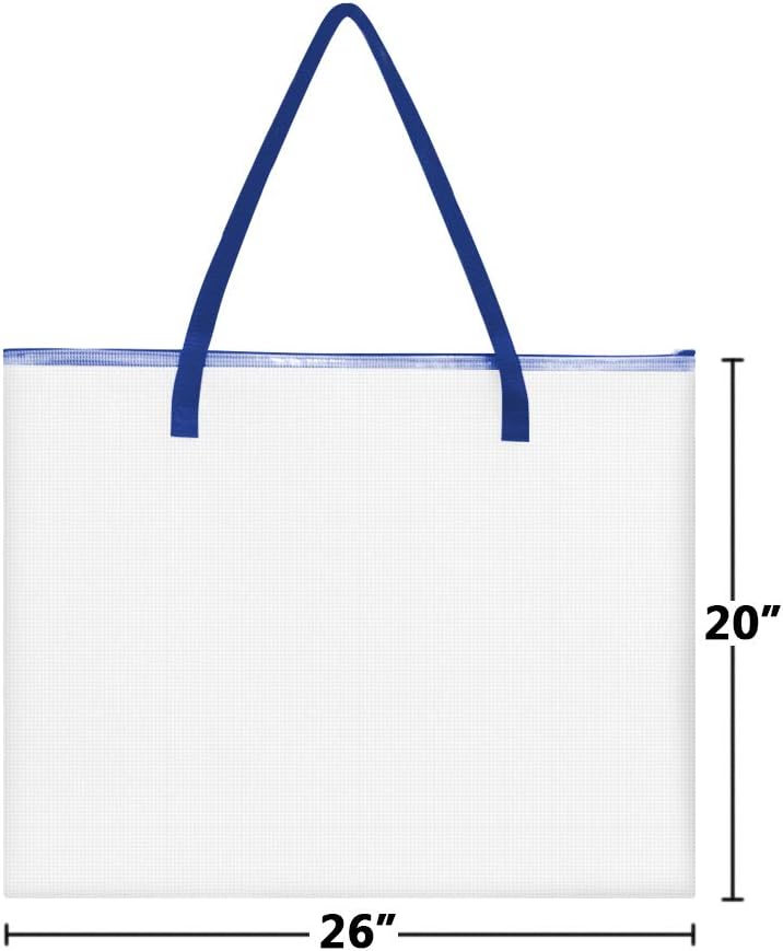 ZKOO Bulletin Board Storage Bag, 26" x 20" Art Portfolio Bag,Transparent White Bag for Poster, Art PVC Organizer Pocket Chart, Artworks and Teaching Materials（Blue) : Office Products