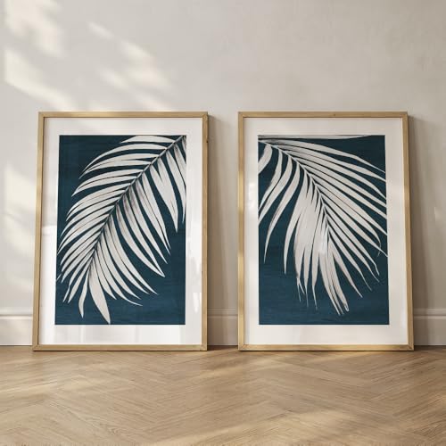 Image of COLOSSAL ART HOUSE Set of 2 botanical wall art paintings for living room & wall painting for bedroom wall decor - (10x13 Inch framed poster, Paintings for home decor)