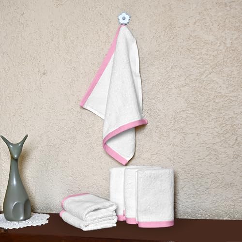 Image of Divine Casa 500 GSM Cotton Face Towel Set of 6 | 30 x 30 CM White Ultra Soft Luxury Cotton Face Towels | Highly Absorbent Quick Dry Washcloth Set