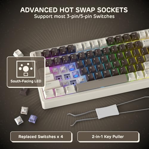 Clavier de jeu hot-swappable RK Royal Kludge F99 mécanique sans fil trois modes et logiciel Pro - 5