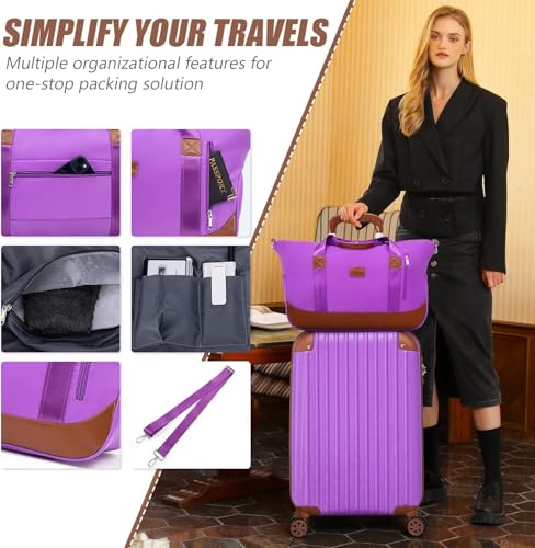 Image of Cosbarn Carry On Luggage Sets 3 Piece, 20 Inch Luggage 22x14x9 Airline Approved with Wheels and TSA Lock, ABS Lightweight Hardshell Travel Suitcase Set with Duffel Bag Travel Bag for Men Women