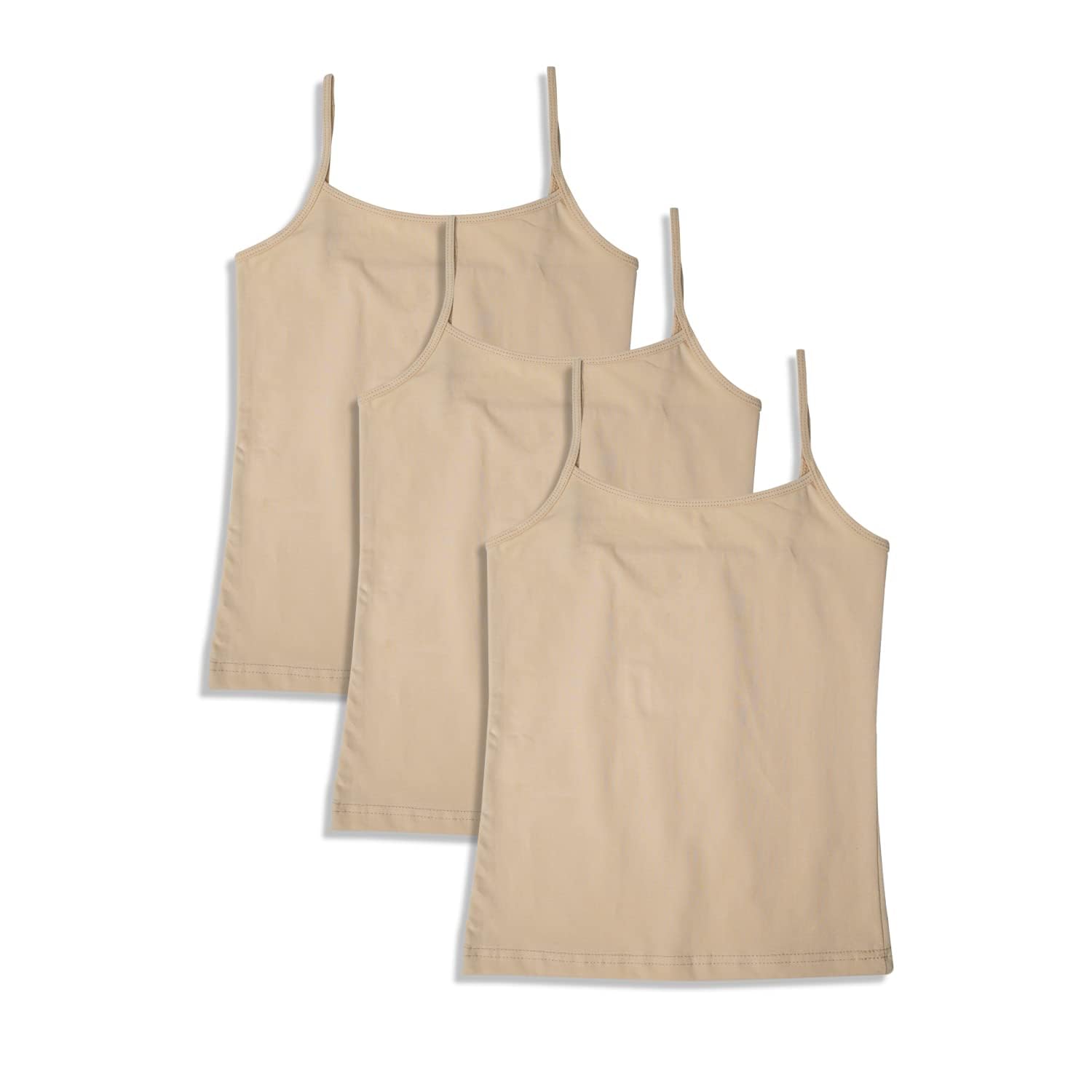 Girls Regular Fit Cotton Camisole Slip Spaghetti Combo Pack of 3