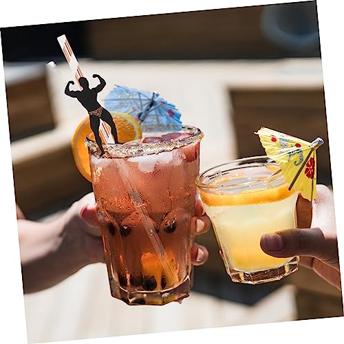 24 pitillos desechables con rayas doradas miniatura 3