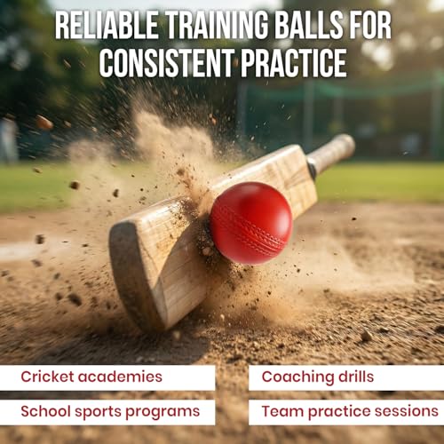 Image of Kizlo 80gm Heavy Plastic Cricket Training Ball | Hard Plastic Practice Ball for Bowling, Batting & Bounce Drills | Indoor Outdoor Cricket Ball for Nets & Ground | Red, Set of 12