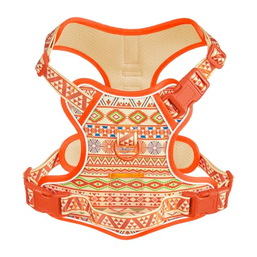 Dog Vest Harness for Medium Sized Dogs, No Pull Harness with 2 Metal Leash Clips, Easy On/Off with Neck Buckle, Adjustable Reflective Oxford Dog Vest with Easy Control Handle, French Bulldog