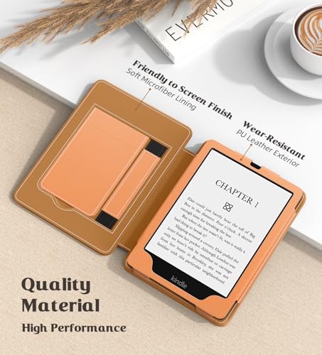 Image of MoKo Case for 7 inch /6.8 inch Kindle Paperwhite(12th /11th Gen-2024 /2021) and Kindle Paperwhite Signature Edition,Slim PU Shell Cover Case with Auto-Wake /Sleep for Kindle Paperwhite 2024, Peach Fuzz