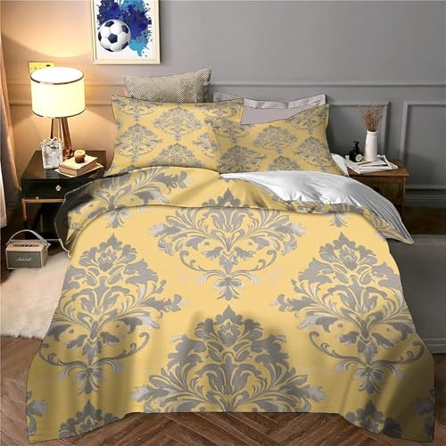 Housse de couette damas vintage en microfibre chic 135x200