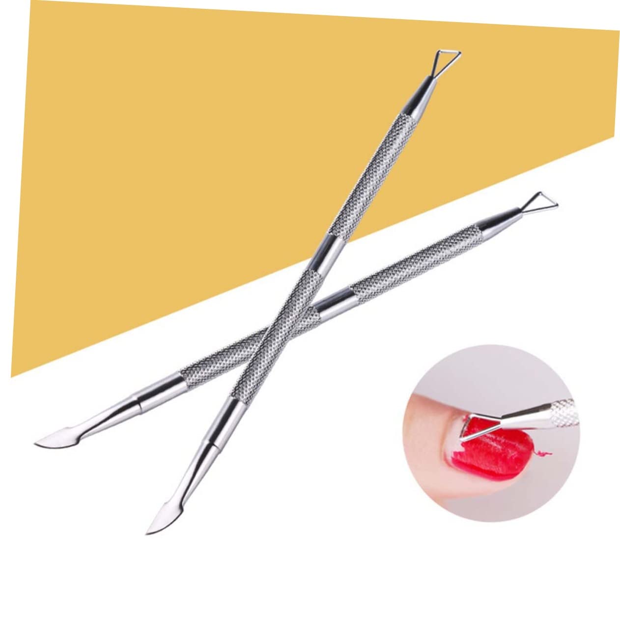 SOESFOUFU 2pcs Nail Cuticle Pusher Trimmer Remover Nail Polish Corrector Stainless Steel Manicure Tool