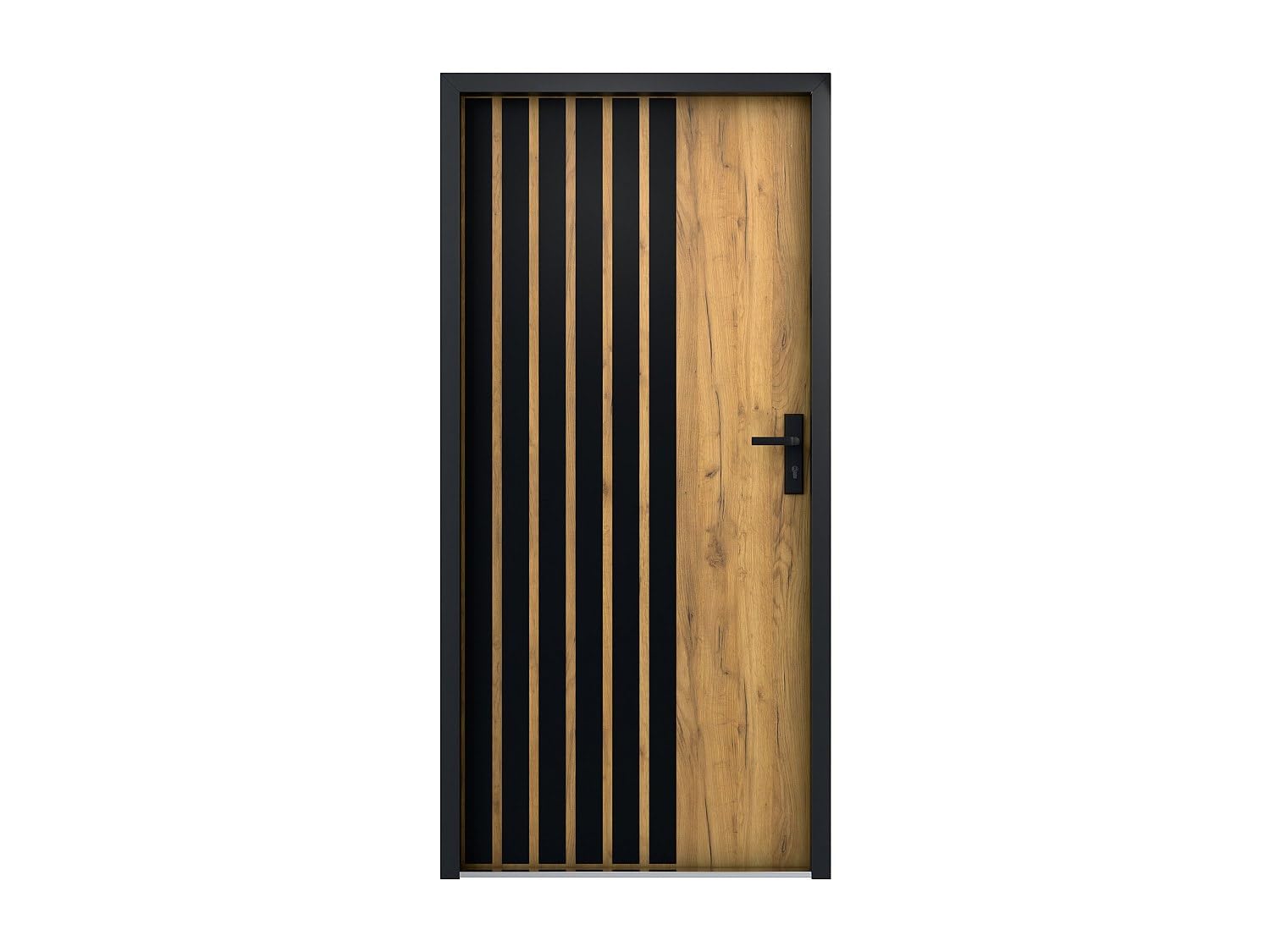 Vente-unique - Puerta de entrada Cobrita - L 95.1cm x A 9cm x H 203.7cm - acero - color natural claro
