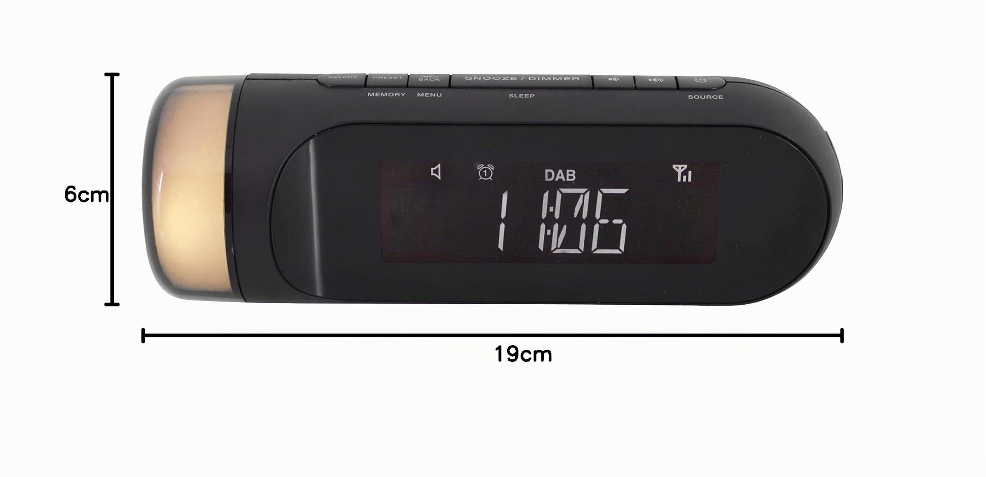 Soundmaster UR6600SW DAB+ und UKW Radiowecker Wecker mit Nachtlicht 2 Weckzeiten USB Ladefunktion stufenlos dimmbar