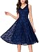 Noctflos Women'S Vintage Lace V neck Cocktail Party Swing Midi Dress