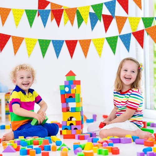 Image of Tiamon 5 Pcs Building Block Birthday Party Triangle Decoration 49.2 Ft