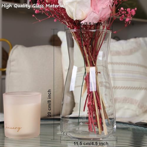 Vzmiza Clear Glass Vase, Premium Quality for Flower with Non-Slip Pad, White Transparent Color Rustic Home Decor, Decorative Modern Farmhouse, Ideal Shelf, Mantle, Table & Entryway Decor, Transparent - Cosy Home Interiors Vzmiza Clear Glass Vase, Premium Quality for Flower with Non-Slip Pad, White Transparent Color Rustic Home Decor, Decorative Modern Farmhouse, Ideal Shelf, Mantle, Table & Entryway Decor, Transparent - Image 2
