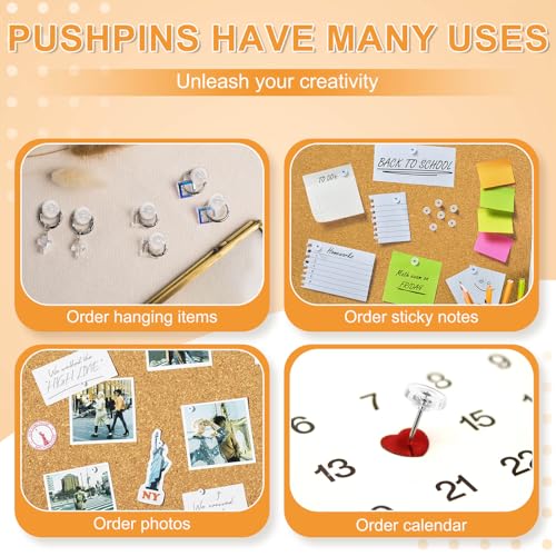 150Pcs Clear Push Pins Tacks, Thumb Tacks, Reusable Flat Head Thumbtacks for Bulletin Board, Maps, Posters, Wall Hanging, Craft Projects