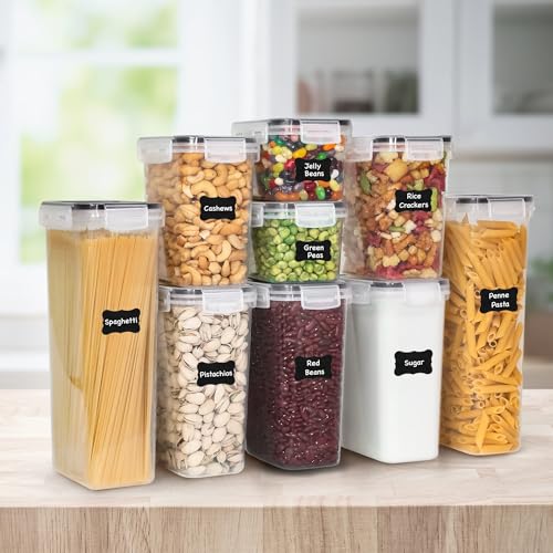 Freshware Kitchen Storage Containers with Lids, 48 PCS Airtight Food Storage Containers, Plastic Kitchen Containers, Pantry Containers for Cereal, Dry Food, Includes Labels, Marker & Measuring Spoons - Image 6
