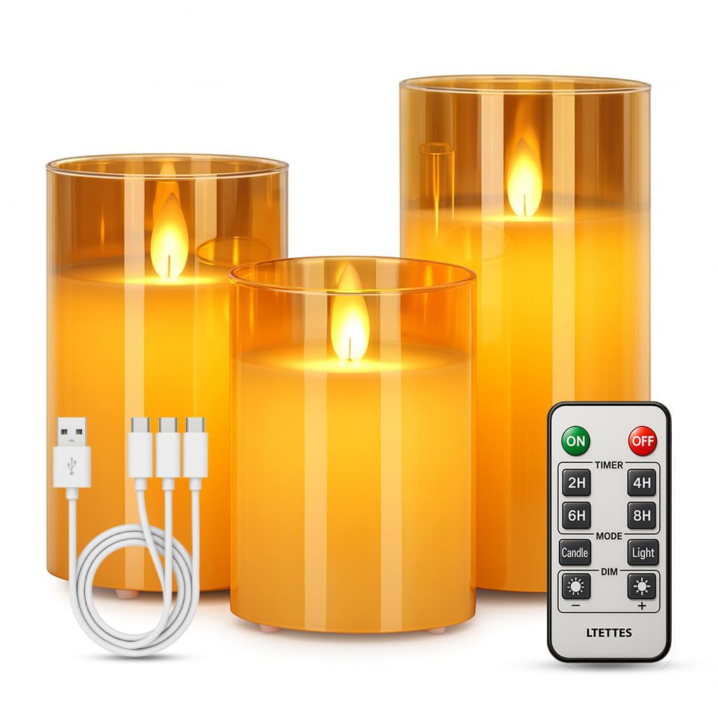 LTETTES LED Candles - Realistic Flame, USB Charging -9