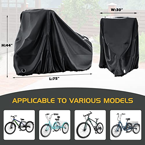 Mooncool Adult Tricycle Cover Trike Cover, 3 Wheeled Bicycle Bike Cover For Outdoor Storage Waterproof, Dust Wind Proof For Bikes #TOP1