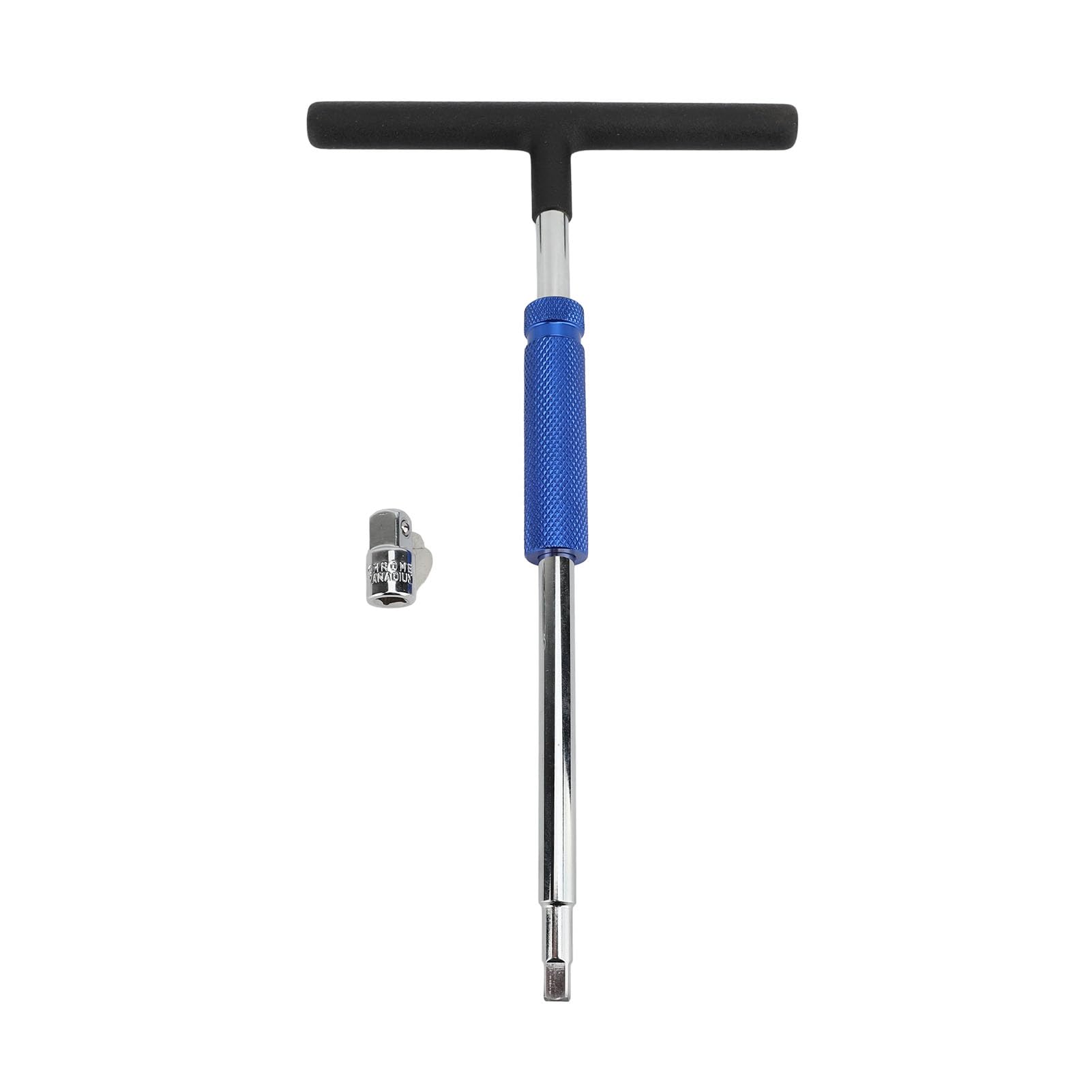 POCREATION Adjustable T Handle Speed Wrench, 1/4 Inch Socket Spanner with 1/4 to 3/8 Adapter, Chrome Finish