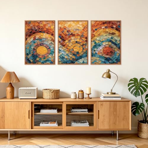 Image of CHDITB 3D Boho Floral Mandala Wall Art,Textured Colorful Canvas Wall Decor