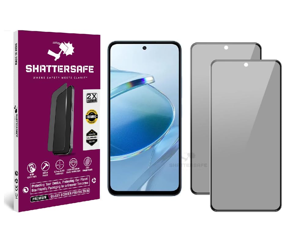 Image of Anti-Spy Privacy Tempered Glass Compatible For Redmi 12 5G [Pack of 2]. 9H Hardness, Anti-Scratch, Edge-to-Edge Protection With Easy Installation Kit & Case Friendly Fit.