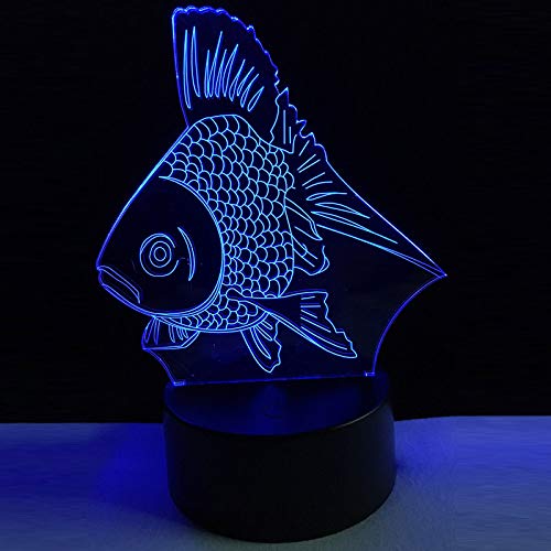 Preisvergleich Produktbild Weihnachtsgeschenk 3D Nachtlicht Goldfisch Bunte Fernbedienung Touch Led Beleuchtung Kreative Nachttischlampe, Möbel Dekoration Kinder Geburtstagsgeschenk