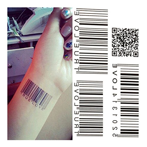 Born Pretty 1 Sheet Waterproof Temporary Tattoo Sticker Bar Code QR Code Decal Body Art Fake Transfer Tattoo