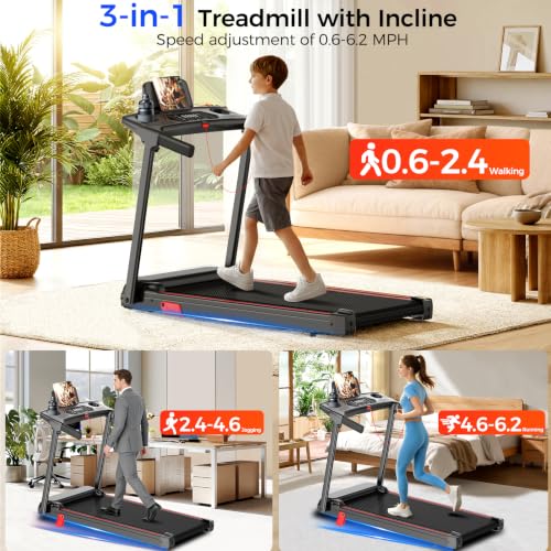 Image of Treadmills for Home with Incline Walking Pad Treadmill with Handle Bar